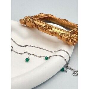 Emerald Beaded Double Chain Anklet Bracelet